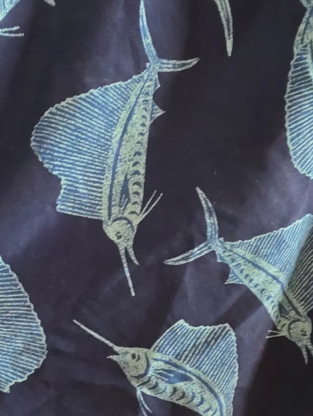 George Navy Swim Shorts with Teal Marlin Print Size 3X 48-50W